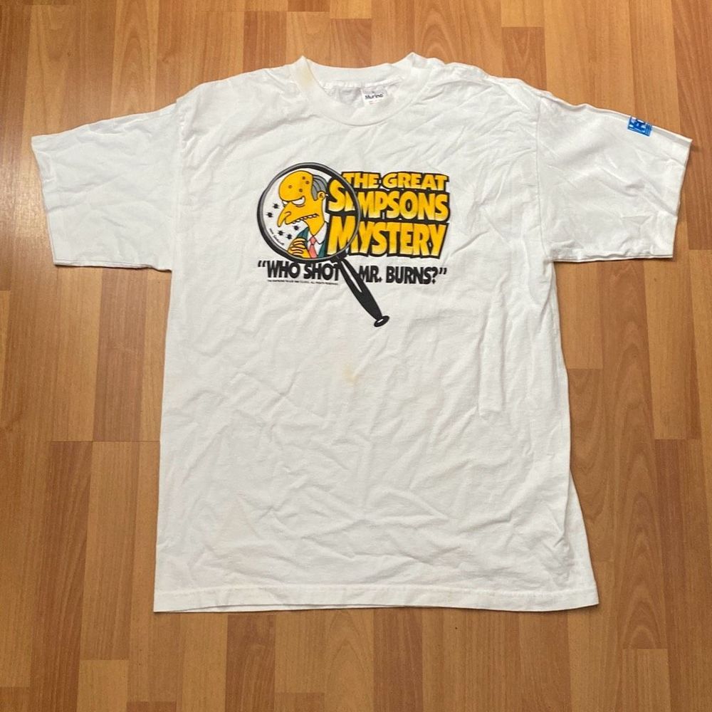 Vintage 90s The Great Simpsons Mystery Fox Who Shot Mr. Burns Men XL Made in USA